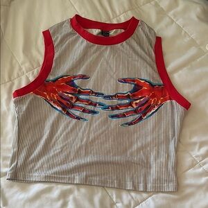 SHEIN Red and White Striped Top